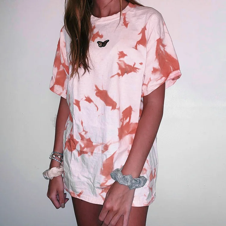 Basic Casual Tie-dye Graphic Pullover T-shirt
