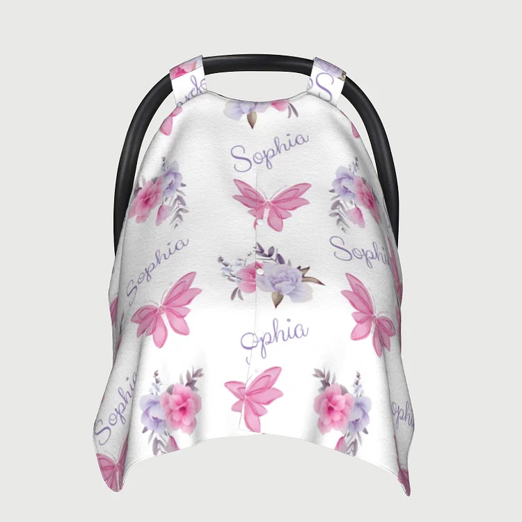 Personalized Baby Butterfly Car Seat Canopy for Comfort & Unique| C76