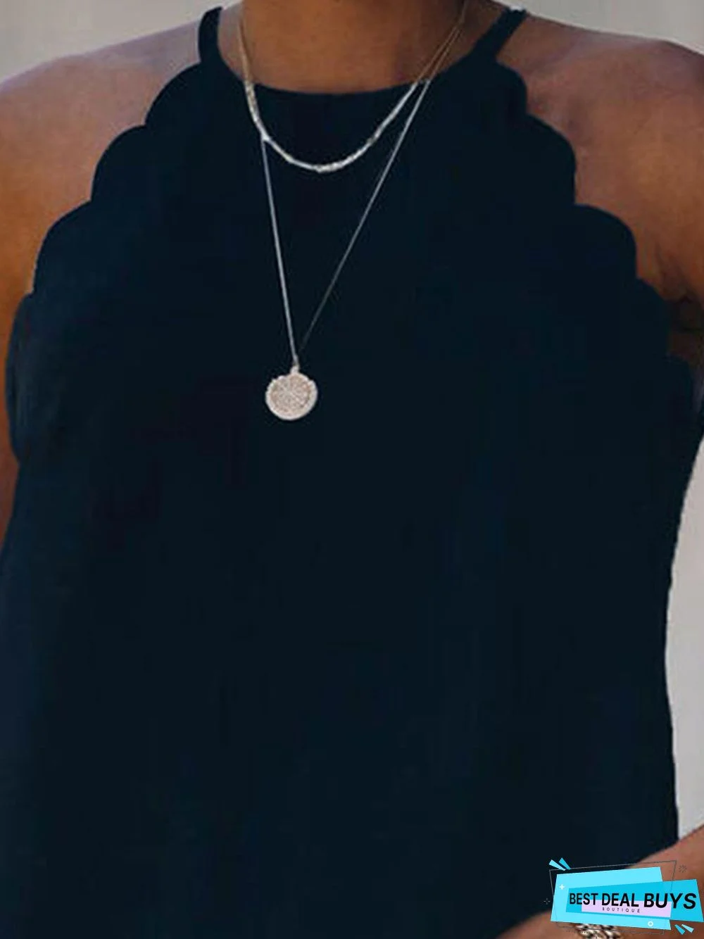 Vintage Plain Sleeveless Casual Tunic Top