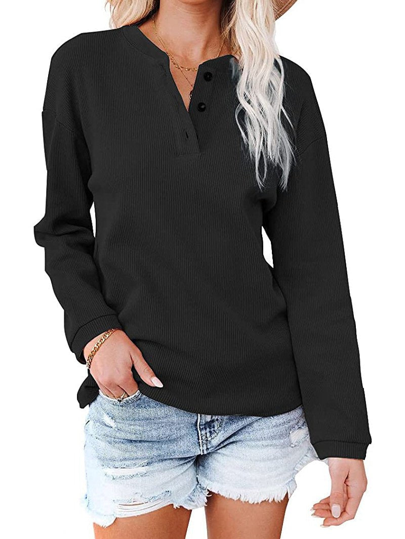 Women Long Sleeve V-neck Top