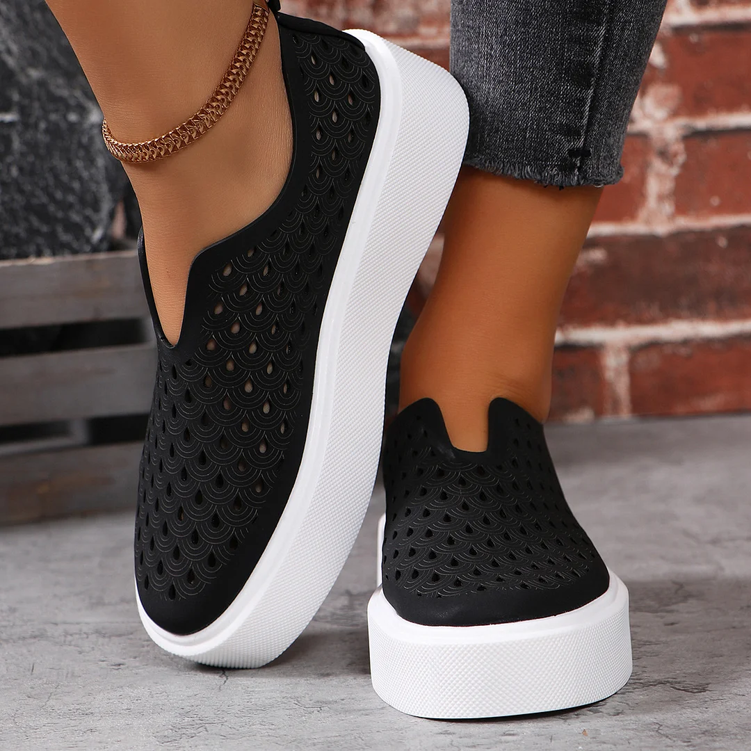 Tanguoant Tanguoant Large Size Platform Single Shoes Summer Wear Shallow Mouth Breathable A Hollow Out Fashion Casual Women's Shoes