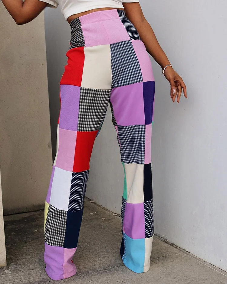 Patchwork Wide-leg Pants