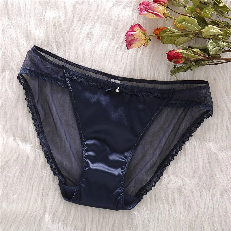 Transparent Panties Women's Briefs Lace Underwear Femme Hot Erotic Woman Diamond Mesh 4 Colors Sexy Underpants For Ladies S-L