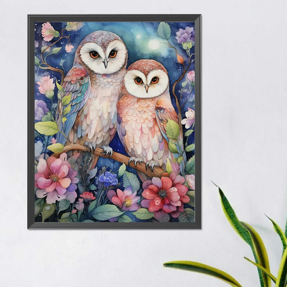 Full Round Diamond Painting 40*50cm - Forest Owl