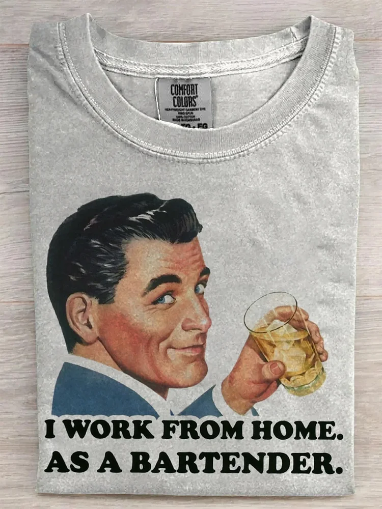 Teecade Teecade I Work From Home As A Bartender  Casual T-shirt