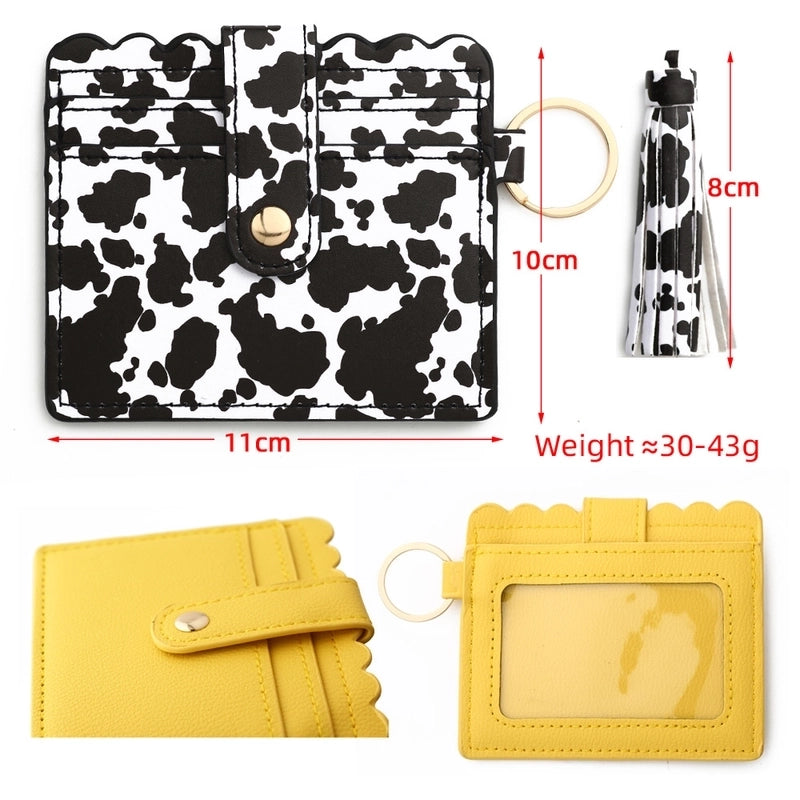 Women’s Solid Color Lingge Leopard Pu Leather Zipper Coin Purses