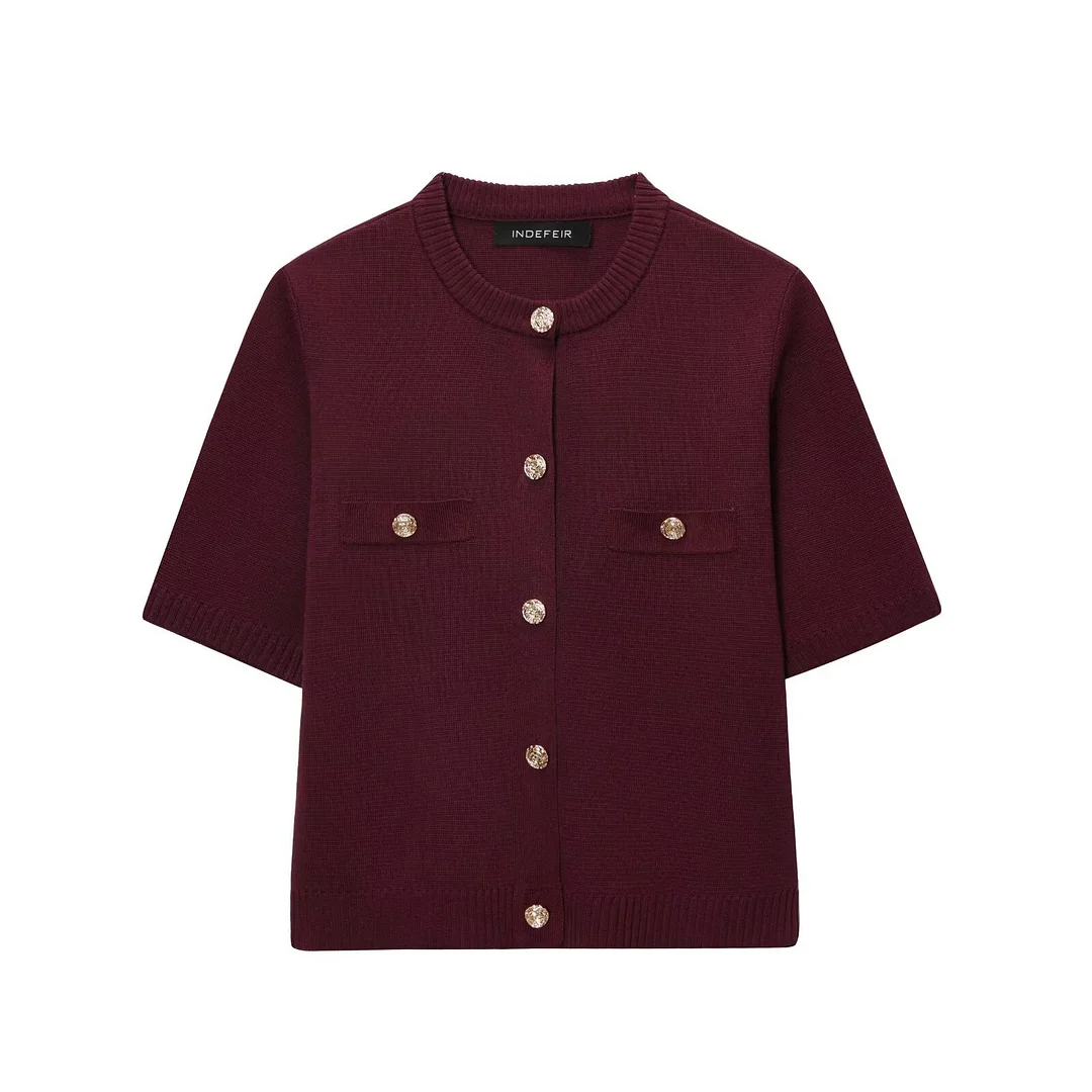 Nigikala Nigikala Spring 2025 New Women's Short-Sleeved Simple Fashion Knitted Jacket Skirt 1822023 1822025