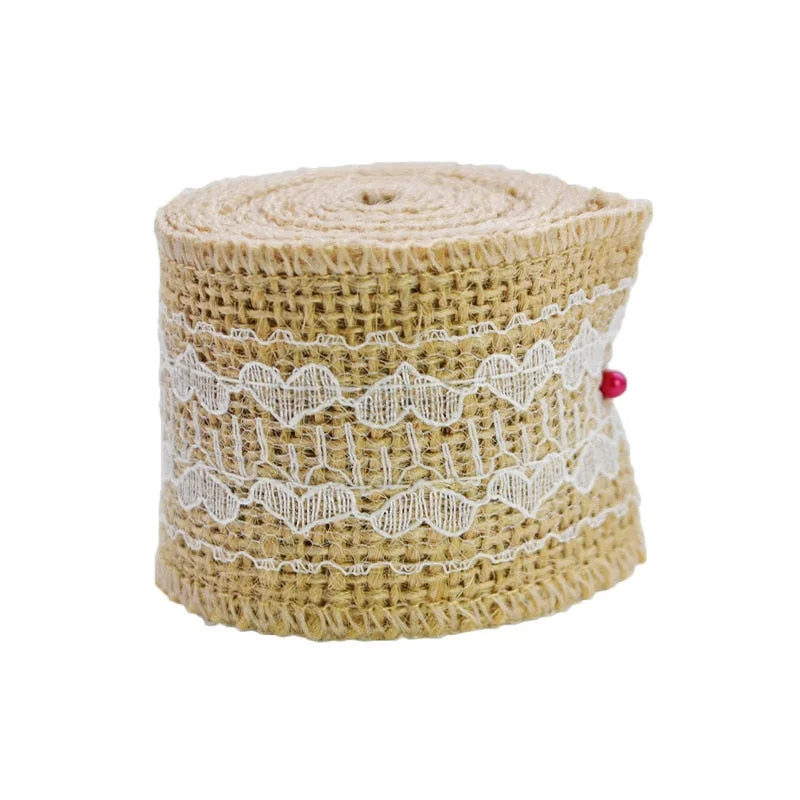 2M 5cm Natural Jute Burlap Ribbon Rustic Vintage Wedding Decor Hessian Lace Jute Roll Merry Christmas Party Supplies DIY