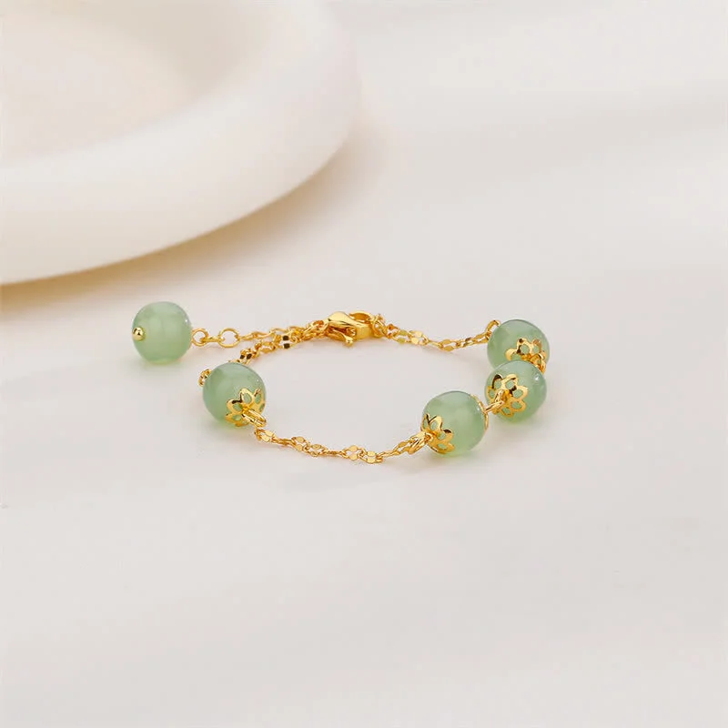 Jade Bead Peace Happiness Prosperity Chain Bracelet