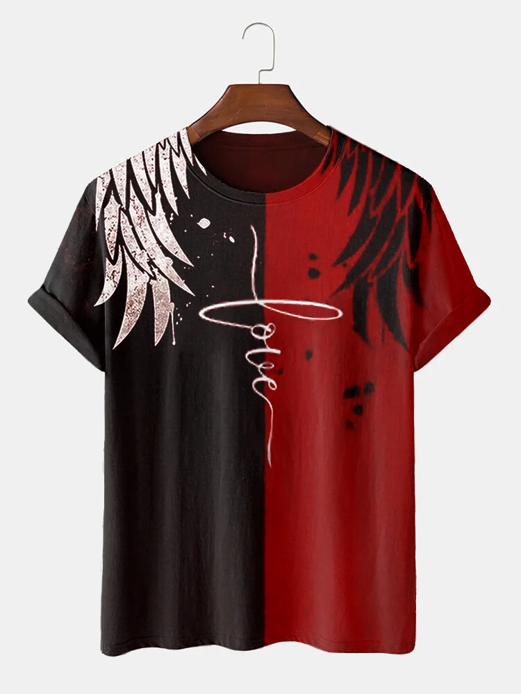 Red And Black Cross Short Sleeve T-Shirt