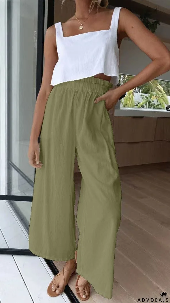 Summer High Waist Wide Leg Pants Loose Long Wide Leg Pants