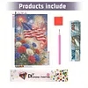 Diamond Painting -DIY Round Drill Independence Day Flag and Flowers(60*40CM)