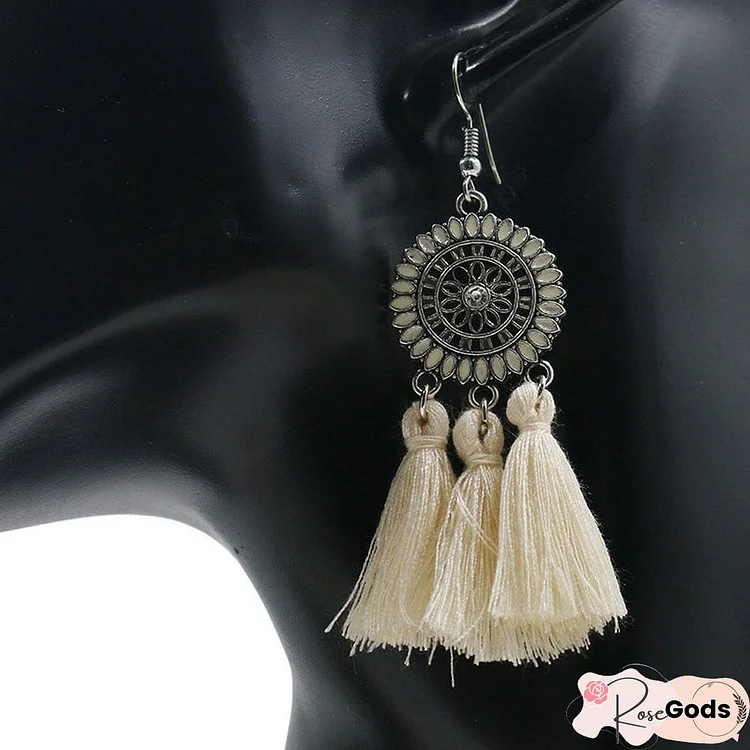 Women's Tassel Alloy Round Earrings