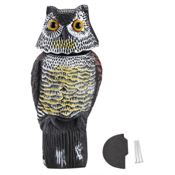 Realistic Bird Scarer Rotating Head Sound Owl Prowler Decoy Protection ...