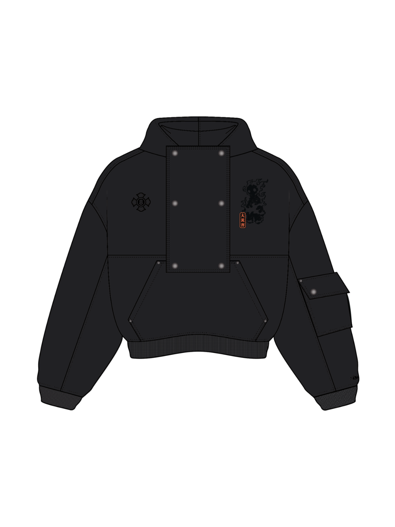 "Flame" Hoodie Black