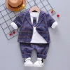 Spring Kids Baby Boy Formal Suits Set Cotton Gentleman 4 Pcs Sets