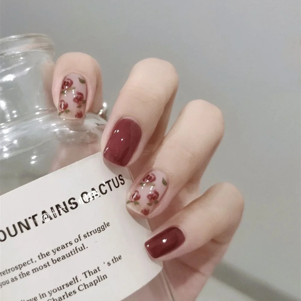 24Pcs Naked Pink French White Side False Nails Short Simple Nail Beauty Press on Fake Nails Full Cover Artificial Nails Tips-Nail Inspo