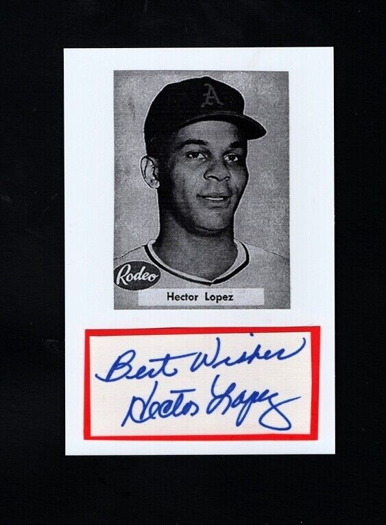 1955-59 HECTOR LOPEZ-KANSAS CITY A'S AUTOGRAPHED CUT W/Photo Poster painting