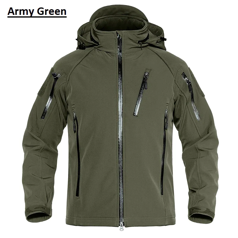 Men's Outdoor Military Style Waterproof Jacket With Detachable Hood