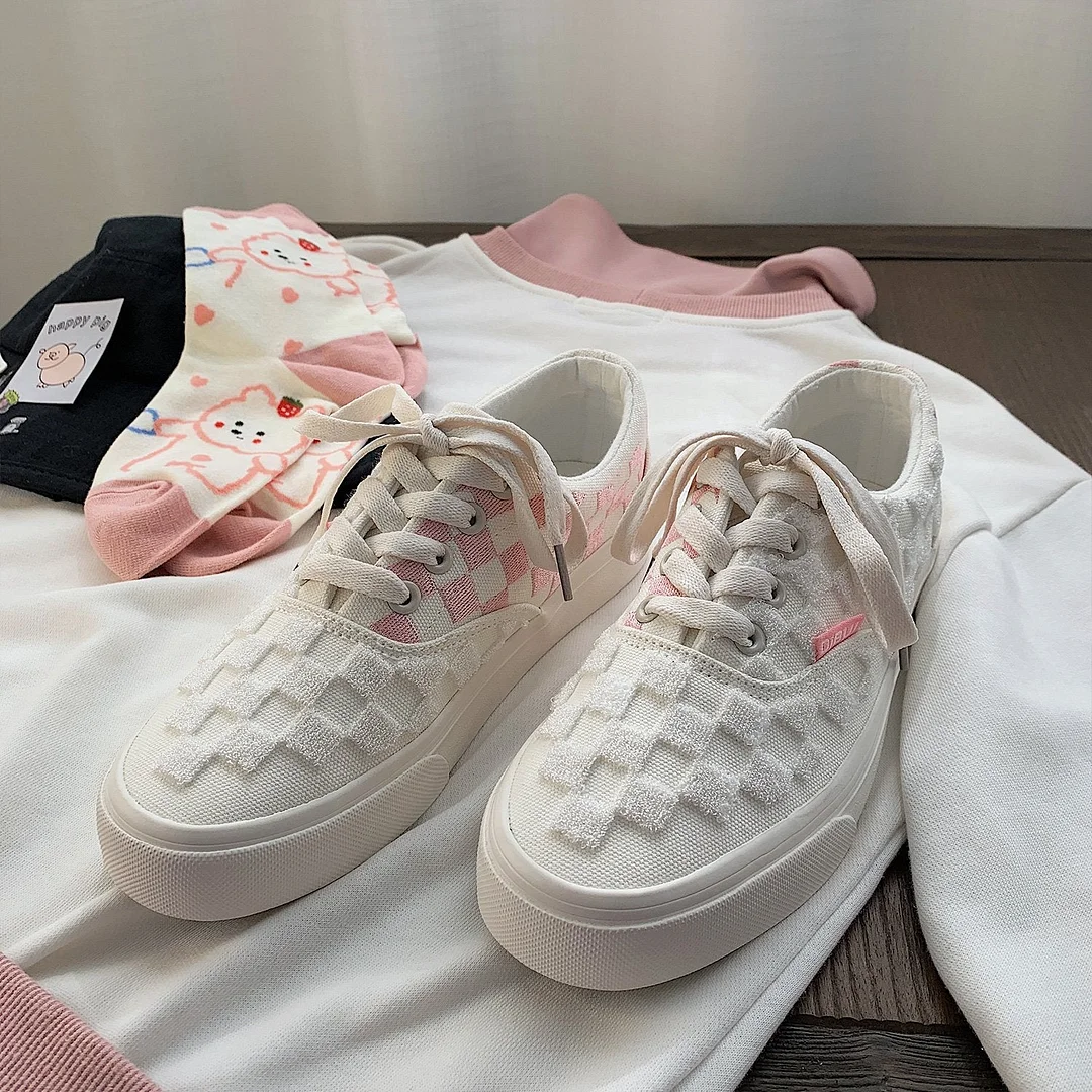 Pink Cute Plaid Casual Canvas Shoes SP15759