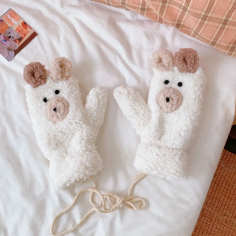Winter Warm Plush Bear Gloves