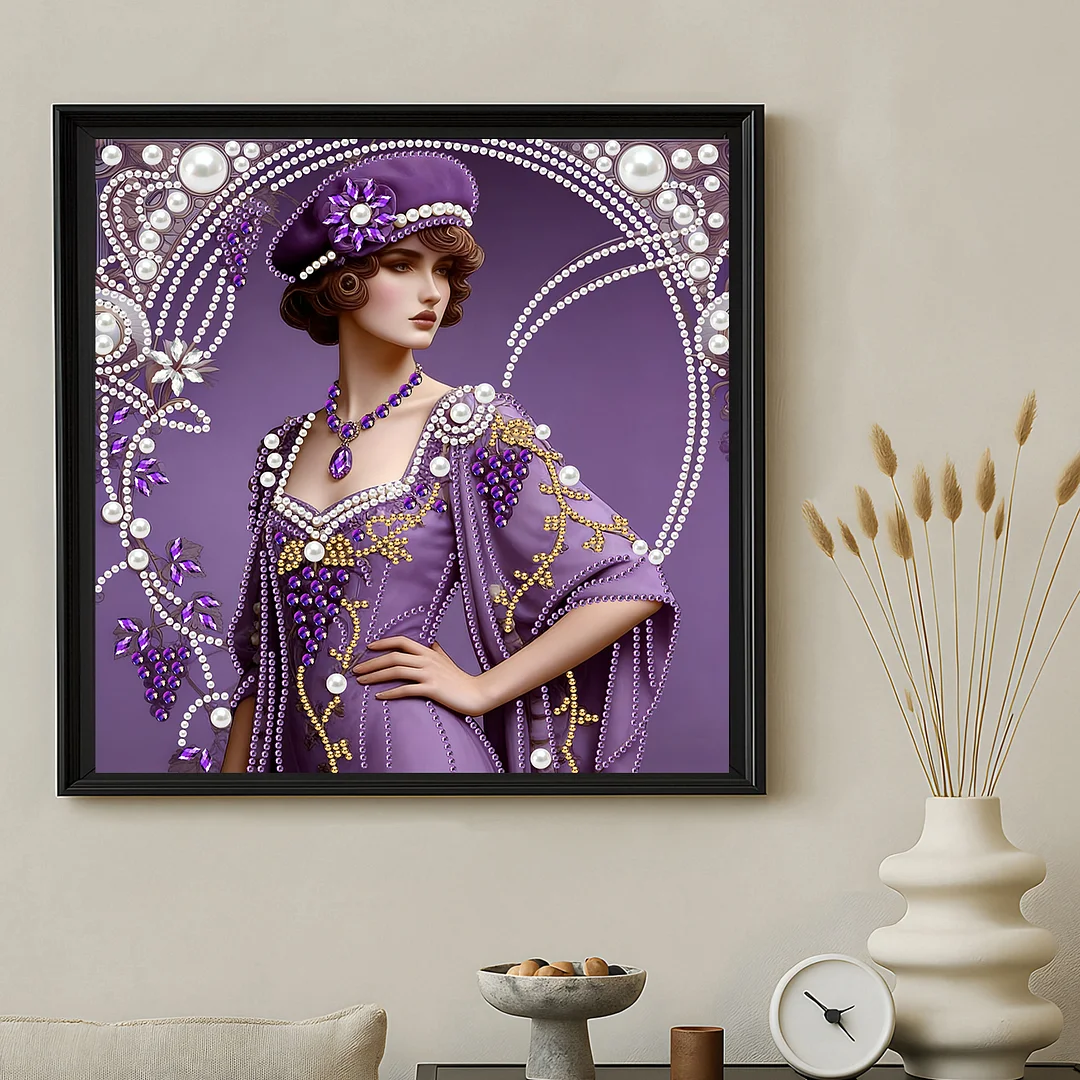 Purple Beauty Special Shaped 5D DIY Partial Drill Diamond Painting Kit 30x30cm