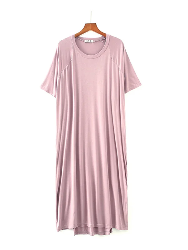 Modal Asymmetric Short Sleeve Roomy Oversize Pajamas Dress
