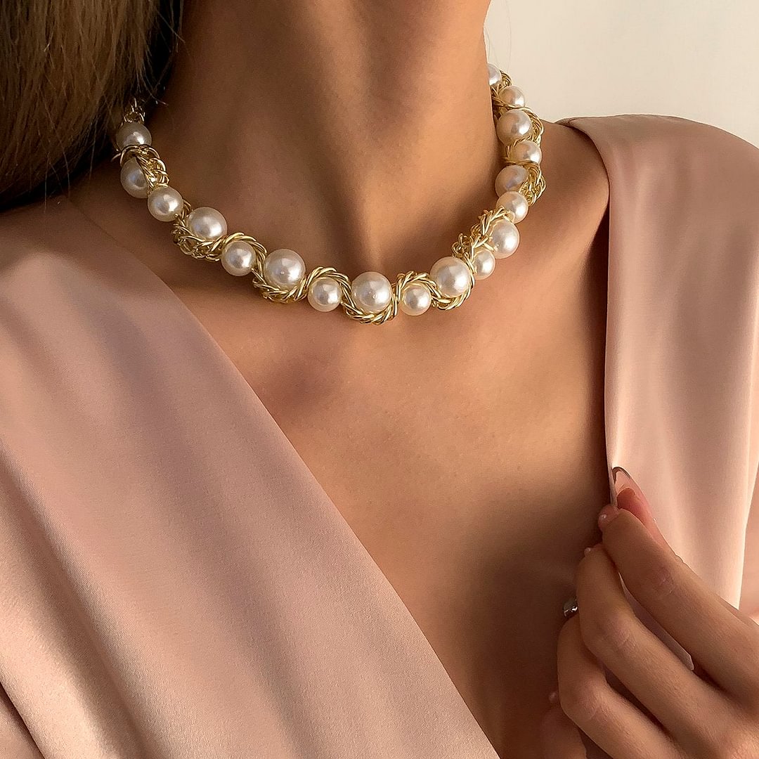 Elegant Pearl Choker Women Necklace Party Jewelry-VESSFUL