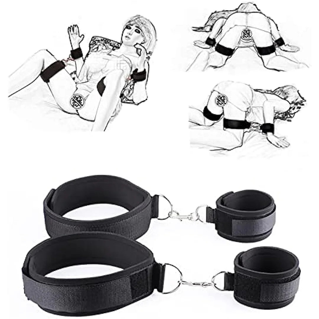 BDSM Bondage Set with Padded Sex Toys Adjustable Handcuffs Leg Straps