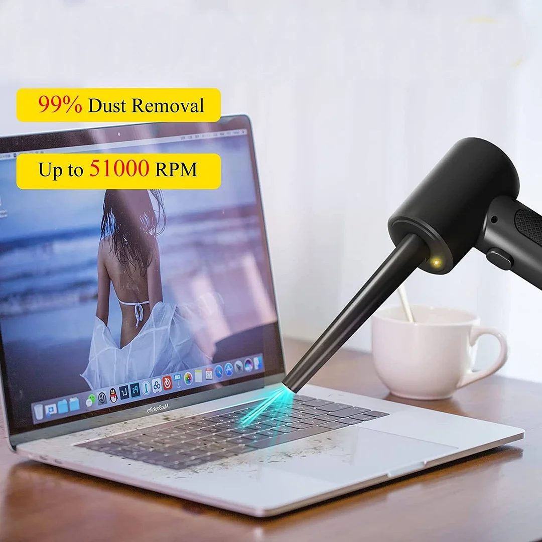 2 in 1 Cordless Compressed Air Duster and Vacuum for Car and Electronics Cleaning Powerful