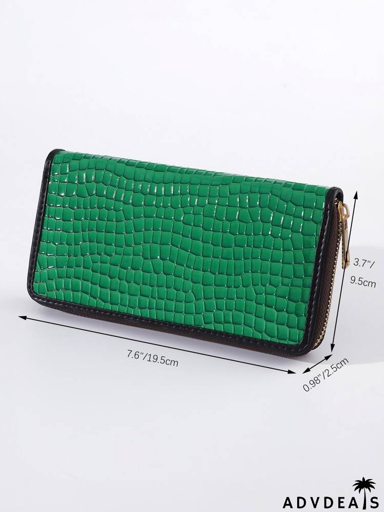 Crocodile Embossed Long Wallet