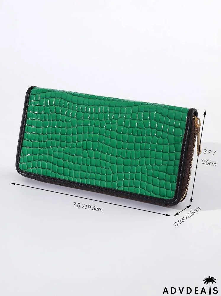 Crocodile Embossed Long Wallet