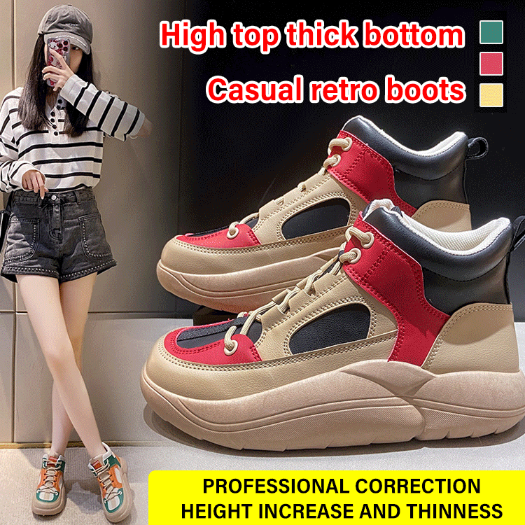 Female high top thick bottom casual retro boots