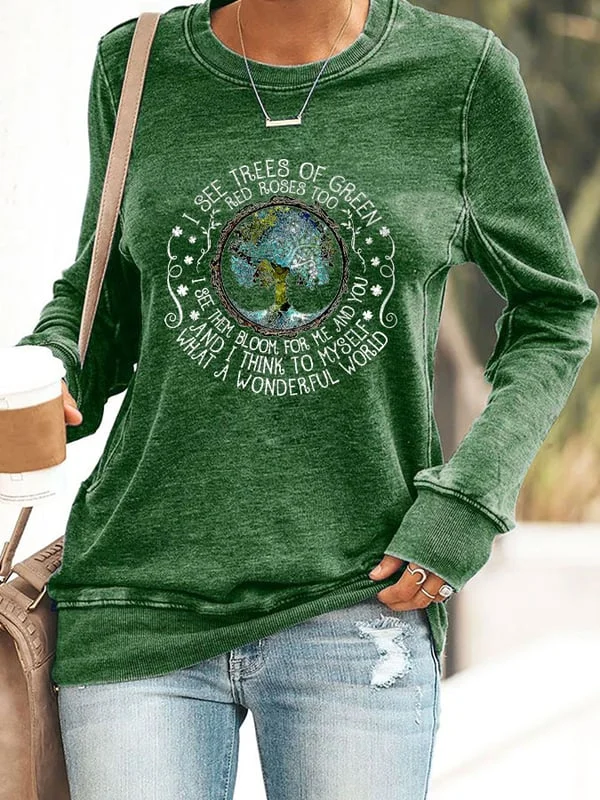 Hippie What A Wonderful World Print Sweatshirt.