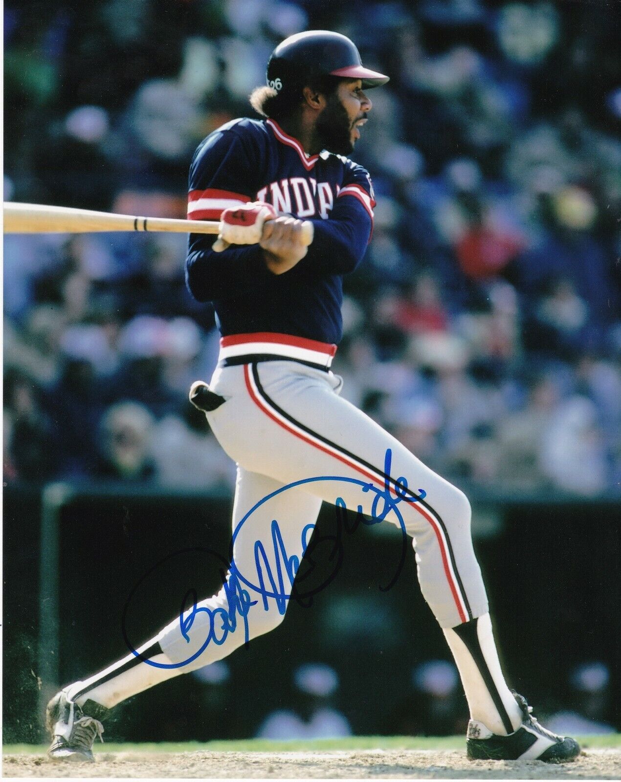 BAKE MCBRIDE CLEVELAND INDIANS ACTION SIGNED 8x10