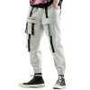 Men's Tech Style Decorative Webbing Multi-pocket Trousers by Inlyline