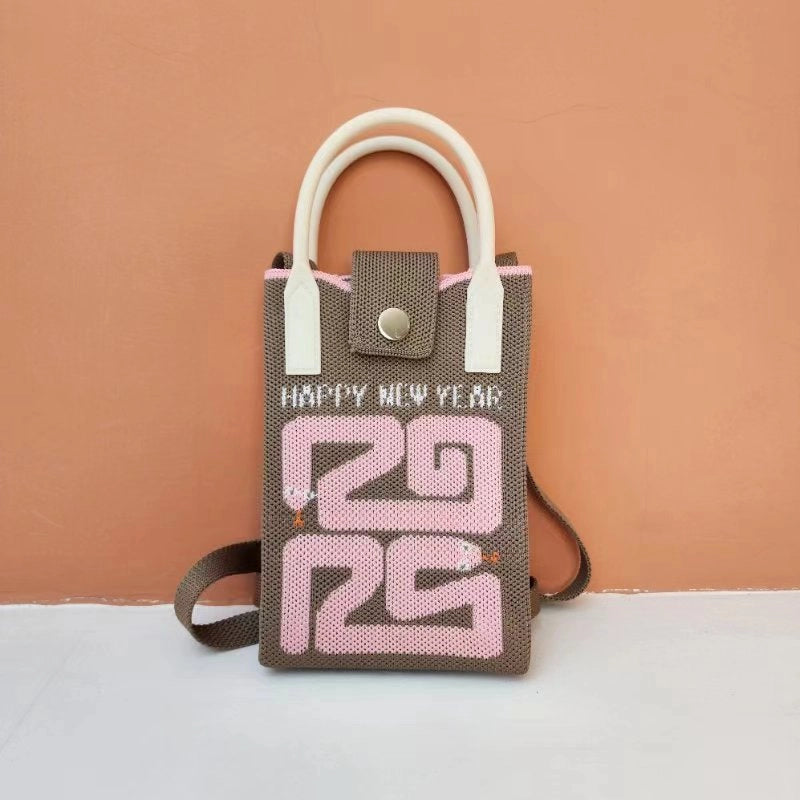 Women’s Polyester Cartoon Cute Square Hidden Buckle Shoulder Bag Handbag Crossbody Bag