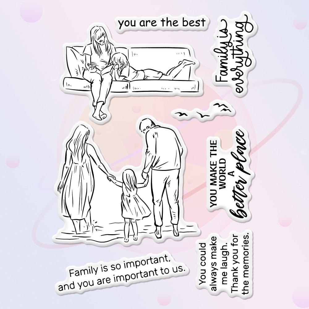 Love Family Cutting Dies Clear Stamp Kids Mother's Day Gift Card Father's Day DIY Scrapbooking Stencil For Decor Cut Dies Stamps