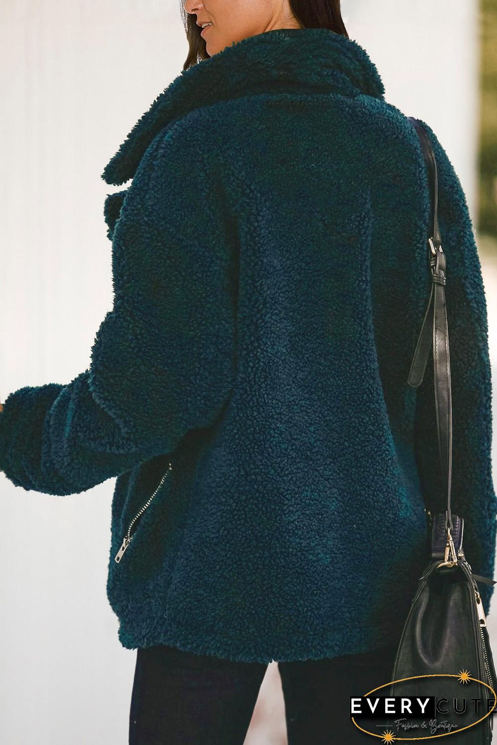 Green Breaker Pocketed Sherpa Statement Jacket