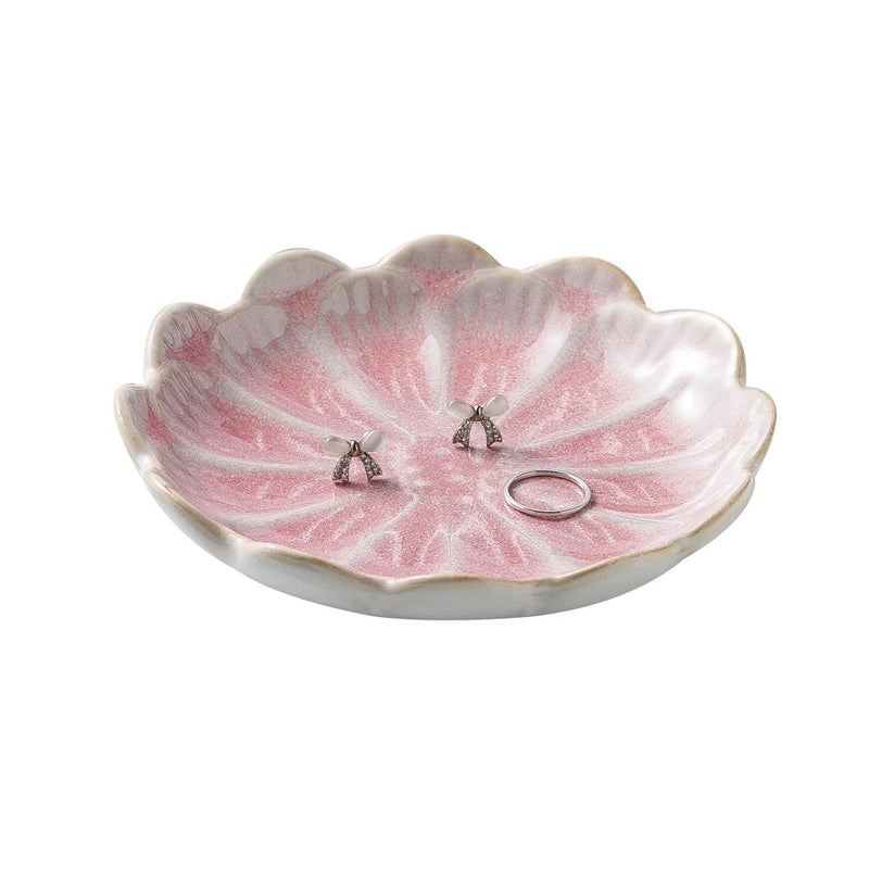 Nordic Jewelry Plate Tray Blue And Pink Storage Plate Household Snack Dish Taste Dish Ceramic Lotus Jewelry Plate