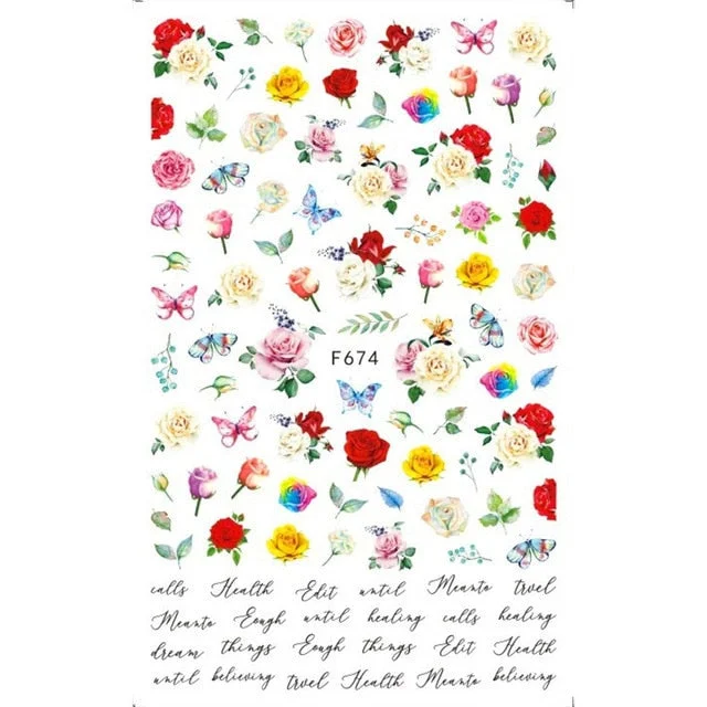 3D Flowers Charms Nail Art Decoration Stickers Geometry Leaf Floral Decorations Nail Design Gel Polish Summer Decals Wraps-Nail Inspo