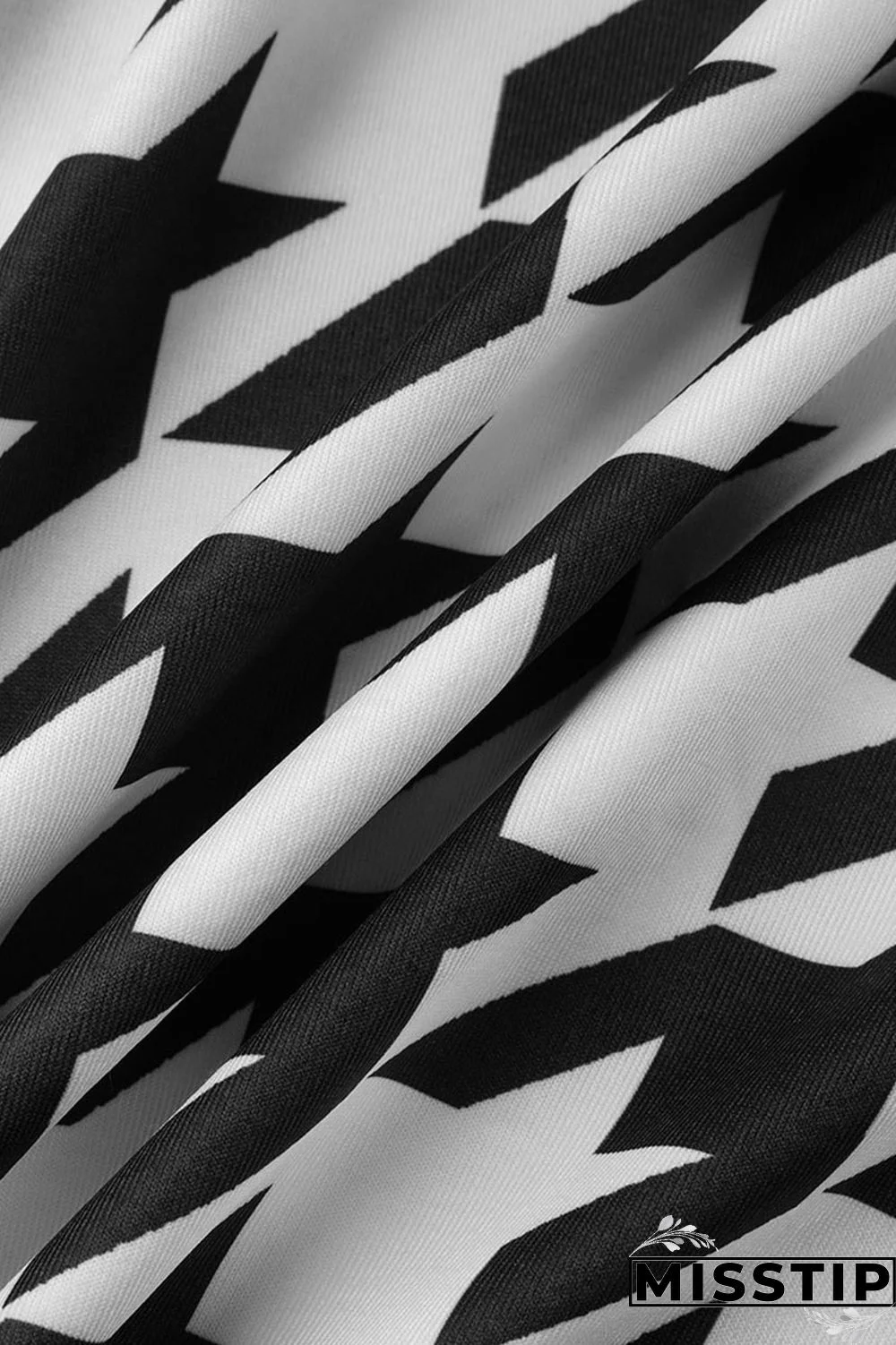 Black White Casual Street Print Tassel Patchwork O Neck Plus Size Two Pieces