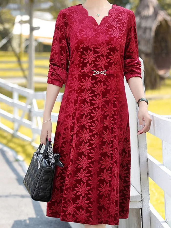 Fashionable Gold Velvet Dress