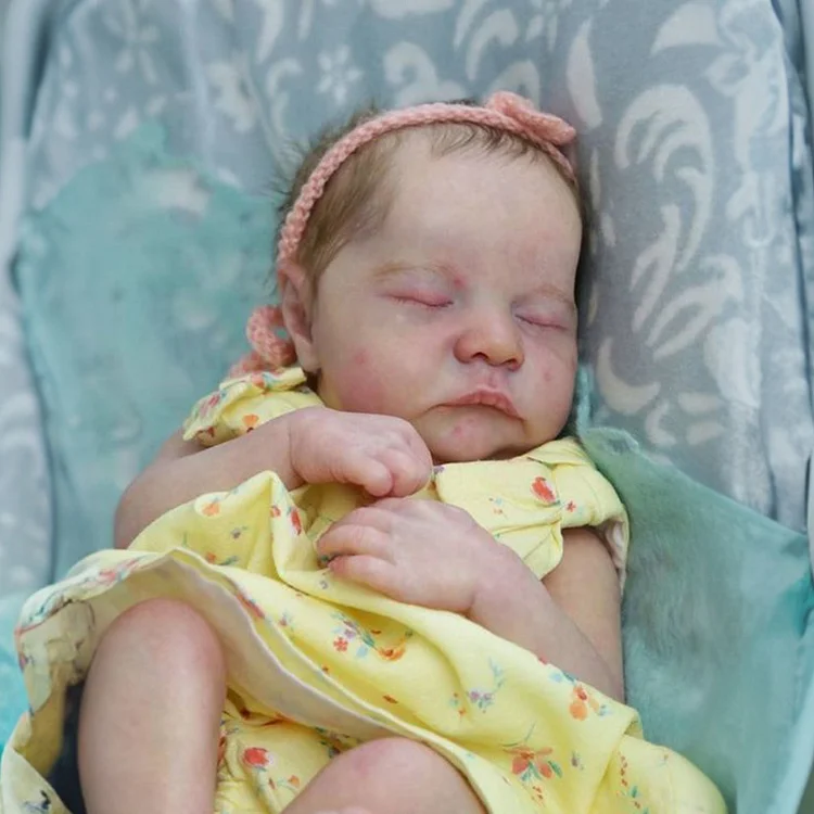  [🔊Heartbeat Sound and Breath💝] 20 Inches Newborn Sleeping Adorable Baby Brown Hair Girl Doll Ranra - Reborndollsshop®-Reborndollsshop®
