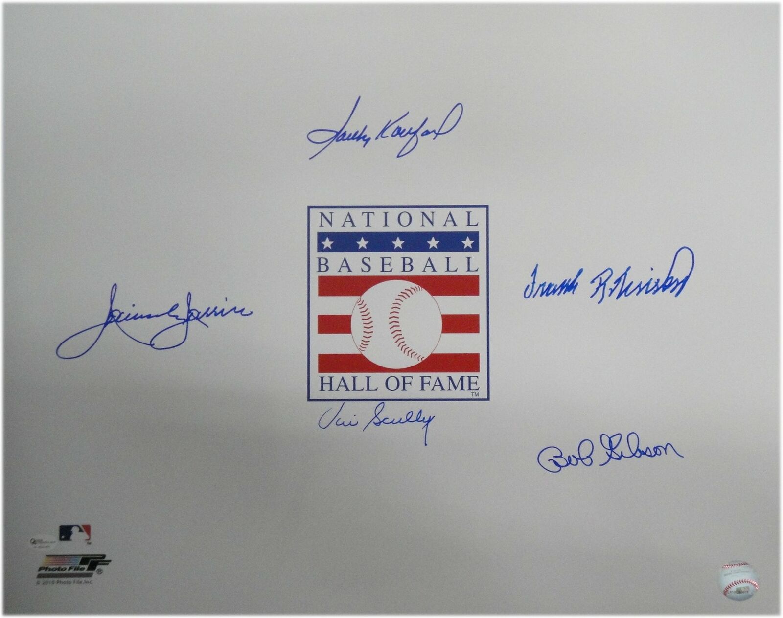 Vin Scully Sandy Koufax Gibson Robinson Jarrin Signed Auto 16x20 Photo Poster painting MLB HOF