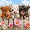 Highland Trio Full 11CT 3 Strands DIY Stamped Cross Stitch Kits for Beginners Adults Home Wall Decor Cross Stitch Art and Crafts Kits 40x40cm