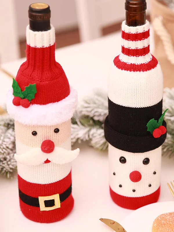Christmas Knitted Cotton Wine Bags