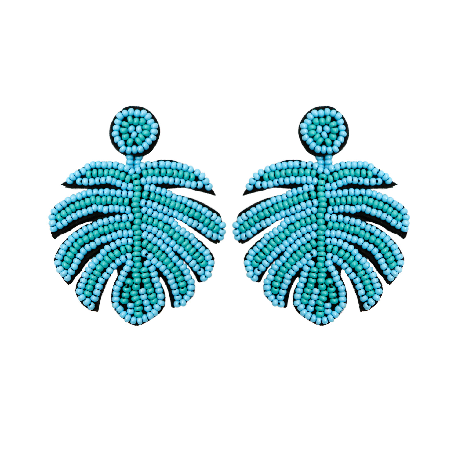 Handmade Vintage Rice Beads Leaf Earrings