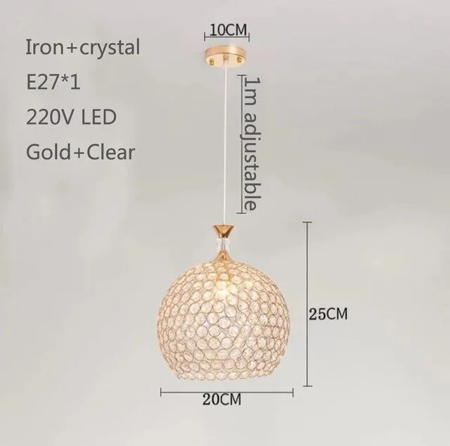 Modern Simplicity Style Indoor Decorations Pendant Lamp E27 LED Crystal Pendant Lights For Restaurant 3 Heads Hanging Light