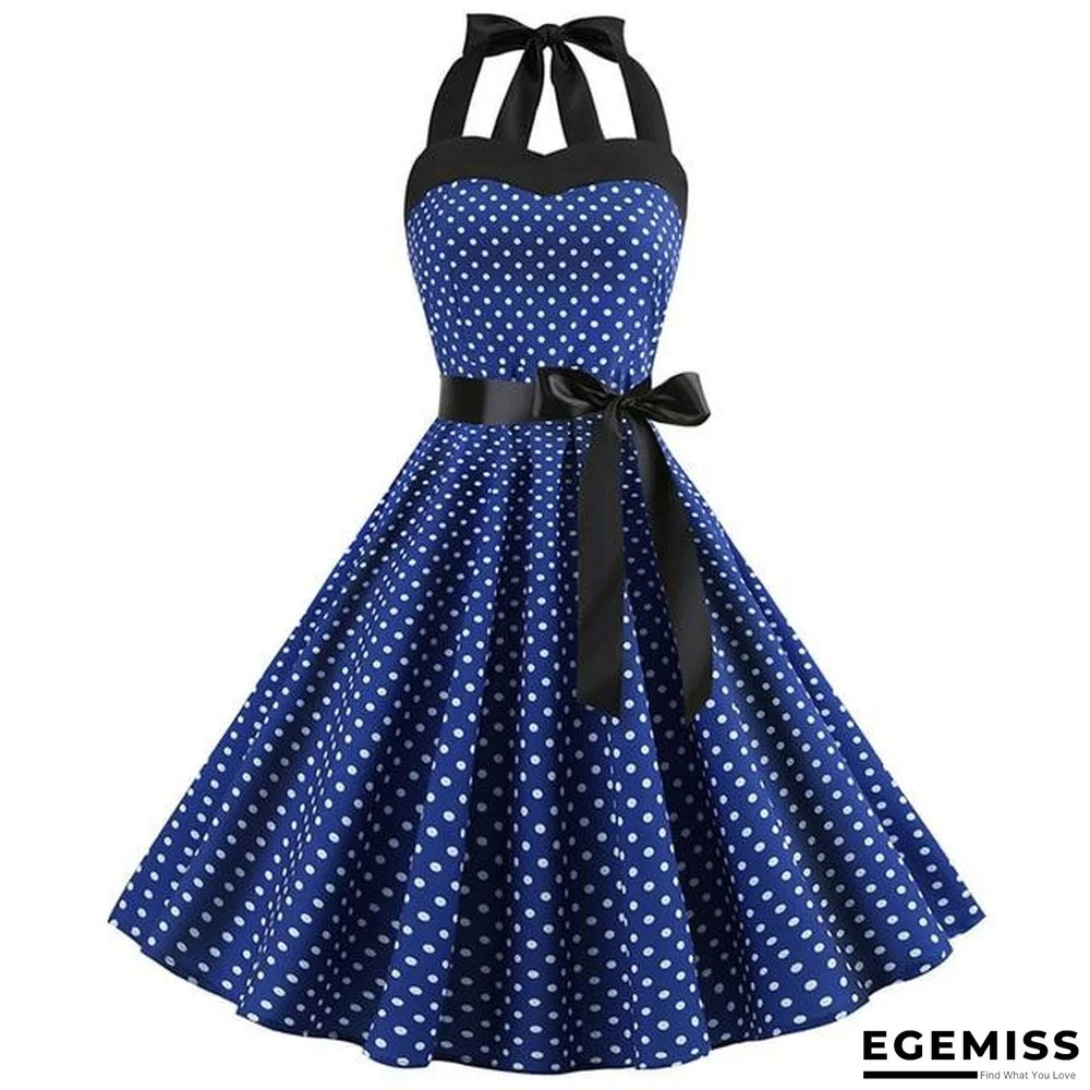 Sexy Halter Party Dress Retro Polka Dot Vintage Dresses Elegant Midi Dress | EGEMISS